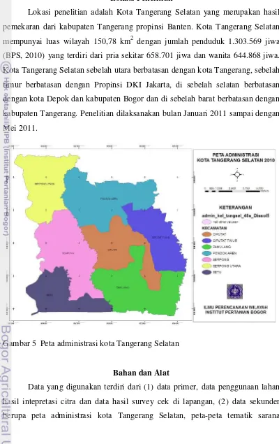 Gambar 5  Peta administrasi kota Tangerang Selatan 