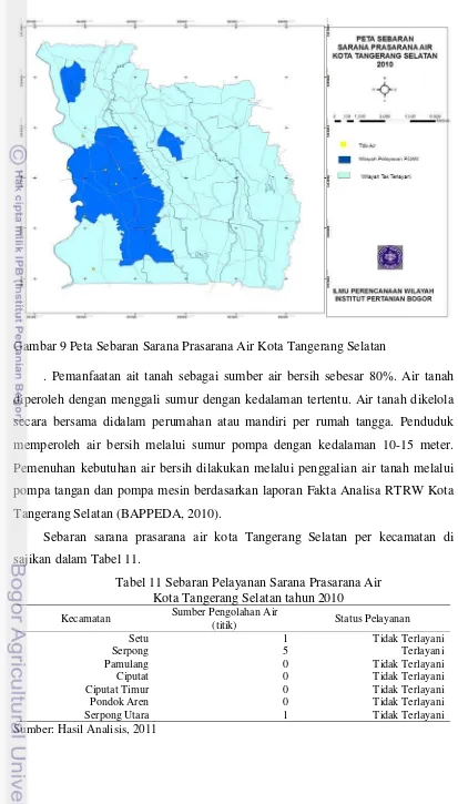 Gambar 9 Peta Sebaran Sarana Prasarana Air Kota Tangerang Selatan 
