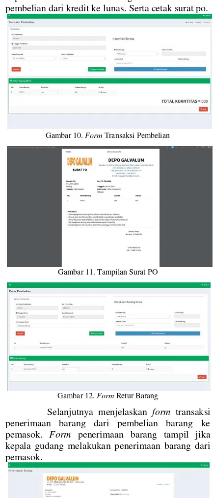 Gambar 10. Form Transaksi Pembelian  