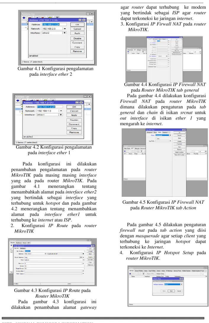 Gambar 4.1 Konfigurasi pengalamatan  pada interface ether 2 