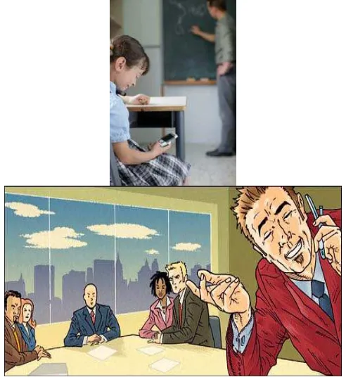 Gambar 1. Penggunaan Ponsel di Ruang Kelas dan Rapat yang  Tidak Tepat 