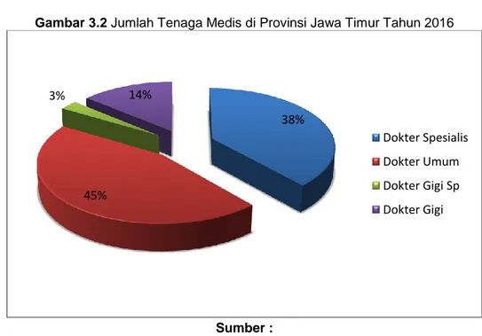 Gambar 3.2 Jumlah Tenaga Medis di Provinsi Jawa Timur Tahun 2016