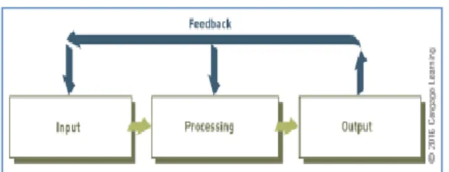 Gambar  di  atas  menunjukan  bahwa  komponen  sistem  informasi  minimal  harus  mempunyai  empat  komponen,  yakni  masukan,  pengolahan,  keluaran  dan  feedback  atau  umpan  balik