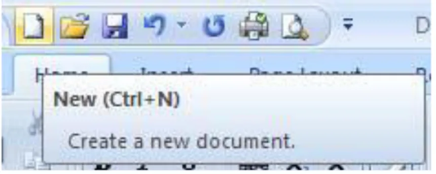 Gambar 4. Tombol New di Quick Access Toolbar 