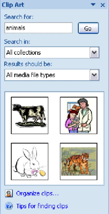 Gambar dapat disisipkan ke dalam dokumen. Gambar yang disisipkan dapat berupa file gambar  atau kumpulan gambar (clip art) yang telah disediakan program MS Word