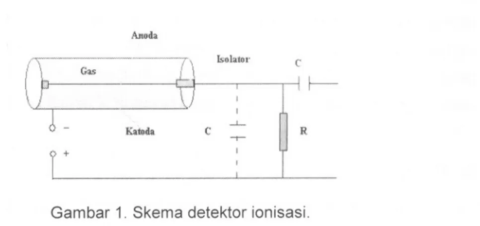 Gambar 1. Skema detektor ionisasi.