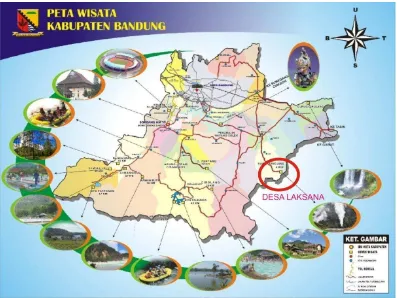 Gambar 3.1 Peta Wisata Kabupaten Bandung (diolah peneliti, 2015) 