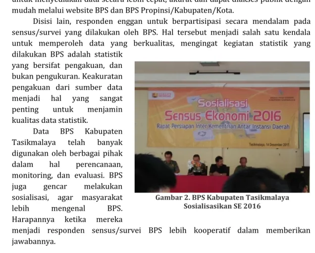 Gambar 2. BPS Kabupaten Tasikmalaya  Sosialisasikan SE 2016 