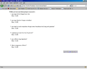 Gambar 10: Hasil Print out pertanyaan  pada bagian penguasaan materi  