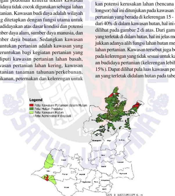 Gambar 2. Peta Kawasan Petanian Dalam Kawasan Hutan di Kabupaten Boyolali