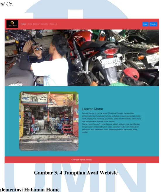 Gambar 3. 4 Tampilan Awal Webiste 