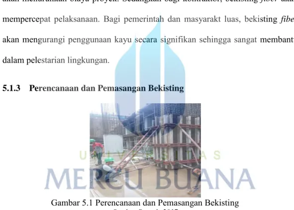 Gambar 5.1 Perencanaan dan Pemasangan Bekisting  Sumber:Proyek, 2017 