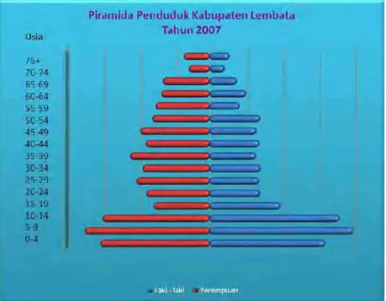 Figure  : 3.2  Piramida Penduduk Kabupaten Lembata 2007 Population Phiramid of Lembata Regency 2007 