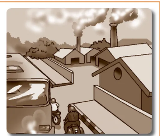 Gambar 4.3 Asap pabrik dan kendaraan  bermotor dapat mencemari udara.