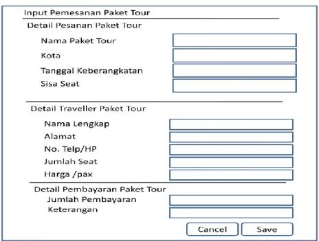 Gambar III.11 Desain Form Input Pemesanan Paket Tour 