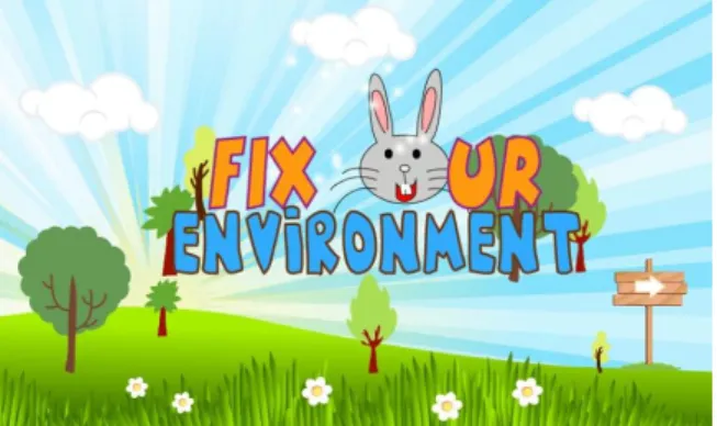 Gambar 5. Tampilan awal game “Fix Our Environment” b.  Tampilan Menu Utama 