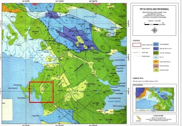 Gambar 2.1 Peta geologi lembar Malili, Sulawesi (Simandjuntak dkk., 1991).