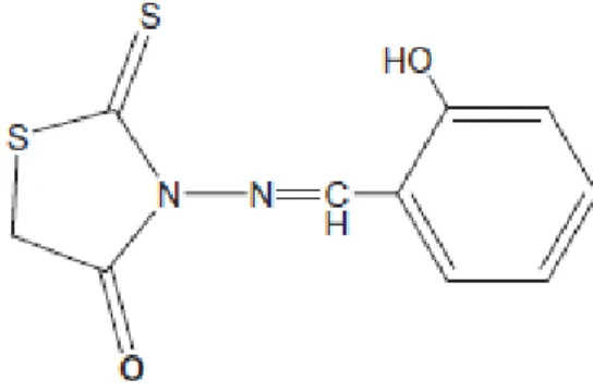 Gambar 3. Struktur Molekul HIBTT atau Hydroxy-Benzylideneamino-Thioxo-Thiazolidin