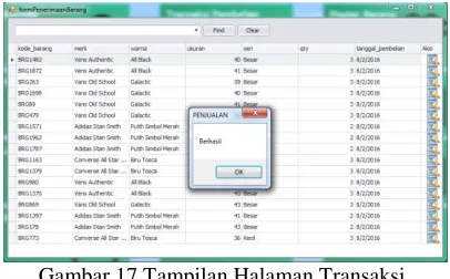 Gambar 17 Tampilan Halaman Transaksi 
