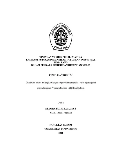 TINJAUAN YURIDIS PROBLEMATIKA EKSEKUSI PUTUSAN PENGADILAN HUBUNGAN ...