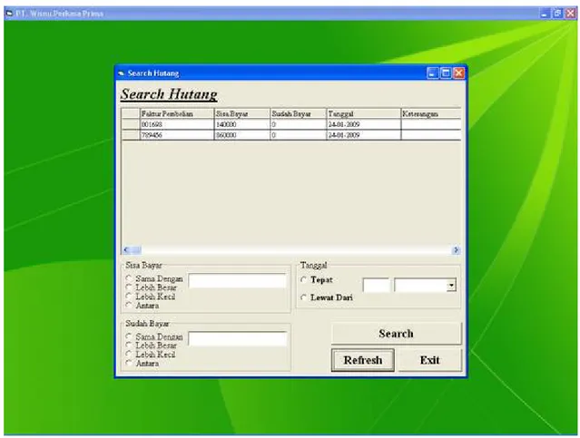 Gambar 4.163 : Tampilan Layar Form Search Hutang