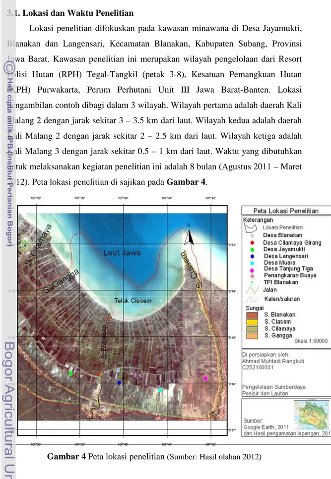 Gambar 4 Peta lokasi penelitian (Sumber: Hasil olahan 2012)