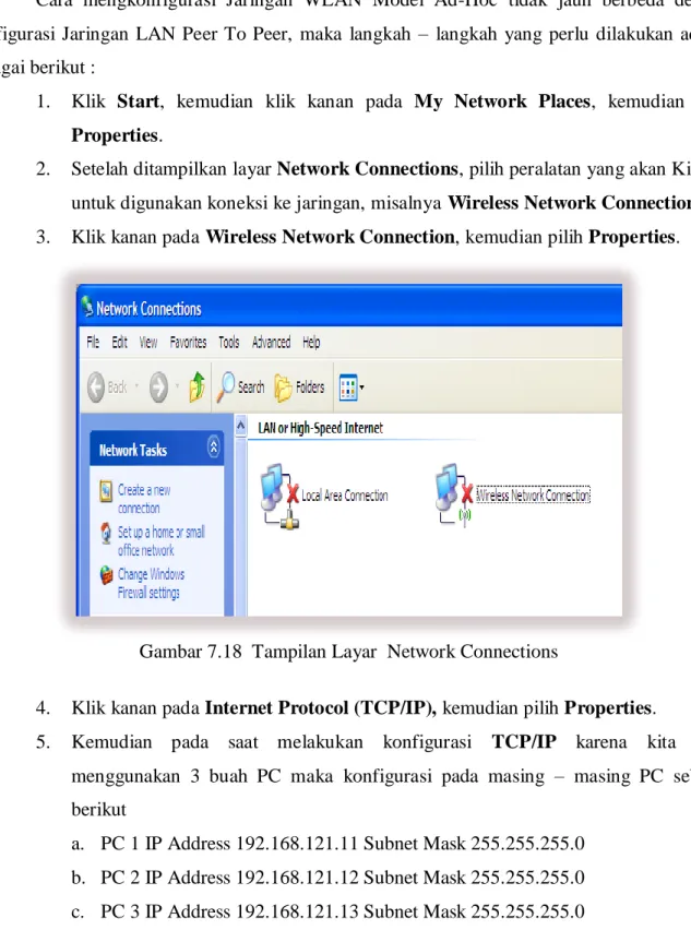Gambar 7.18  Tampilan Layar  Network Connections 