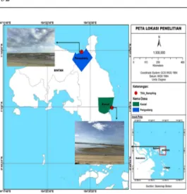 Gambar 1 Peta Lokasi Penelitian, Pantai Kawal dan Pantai Pengudang Kabupaten Bintan