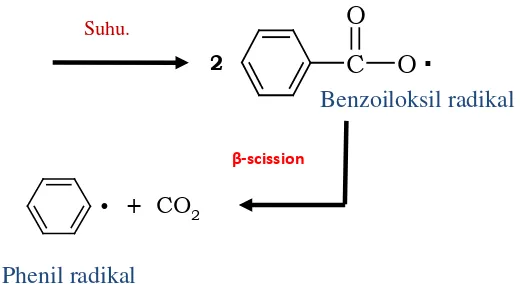 Gambar 2.5.  Reaksi hidrolisis benzoil peroksida. 