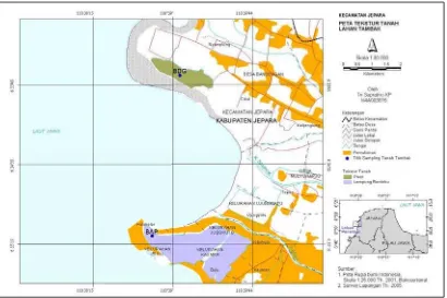 Gambar 29. Peta tekstur tanah di tambak wilayah pesisir Kec. Jepara 