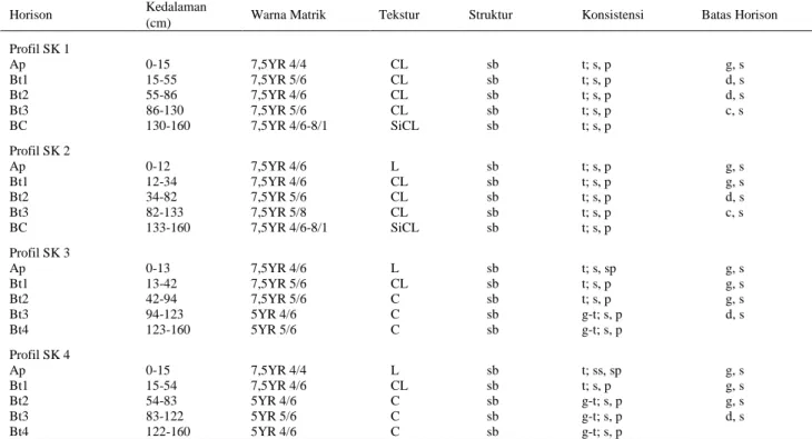 Table 2. Morphological properties of the studied soil profiles 