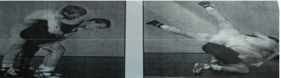 Gambar 5. Teknik Bantingan Pinggang dengan Gulungan pinggang dan kuncian kepala
