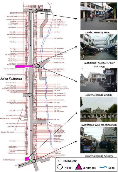 Gambar 4.1 Peta Koridor Jalan Ahmad Yani dari Perspektif Peneliti 