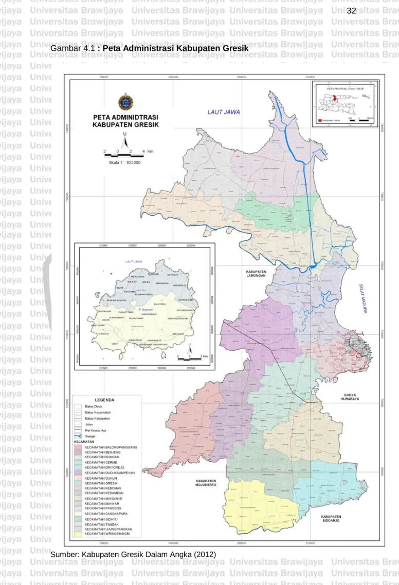 Gambar 4.1 : Peta Administrasi Kabupaten Gresik 