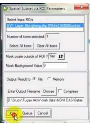 Gambar 4.3 Spasial Subset pada ENVI 4.5 
