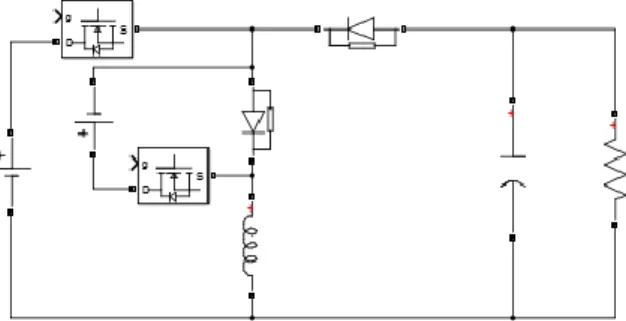 Gambar 3. 2 Rangkaian Ekivalen Multiinput DC-DC Converter  Berdasarkan gambar 3.2 terdapat beberapa komponen elektrik  seperti resistor, kapasitor dan induktor mosfet dan dioda, yang akan  mempengaruhi  keefektivitasan  dari  konverter