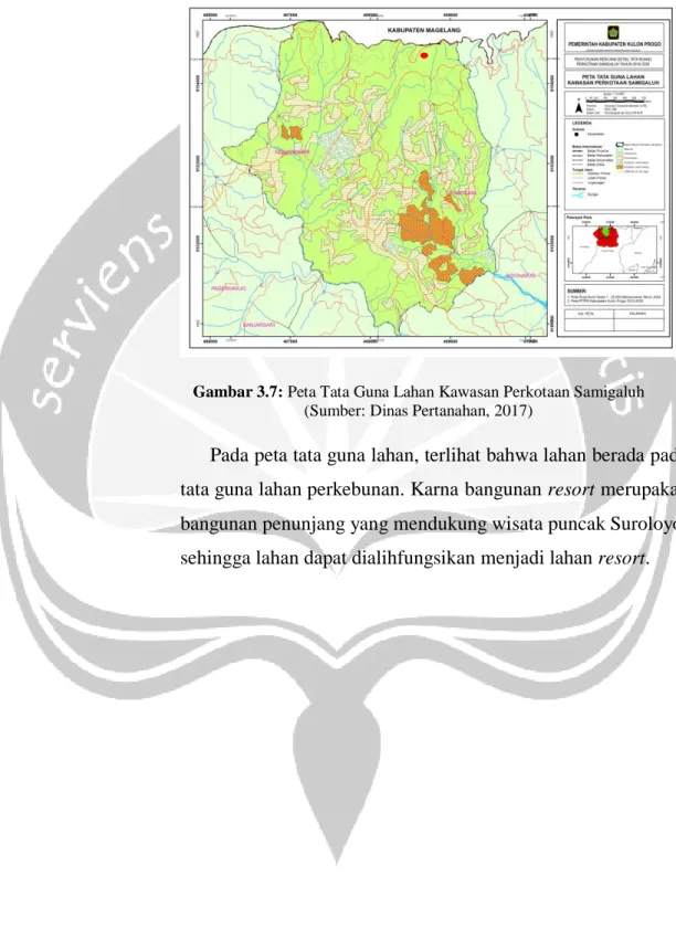 Gambar 3.7: Peta Tata Guna Lahan Kawasan Perkotaan Samigaluh  (Sumber: Dinas Pertanahan, 2017) 