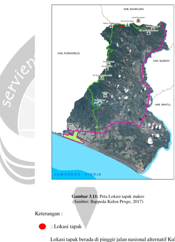 Gambar 3.11: Peta Lokasi tapak makro  (Sumber: Bappeda Kulon Progo, 2017) 