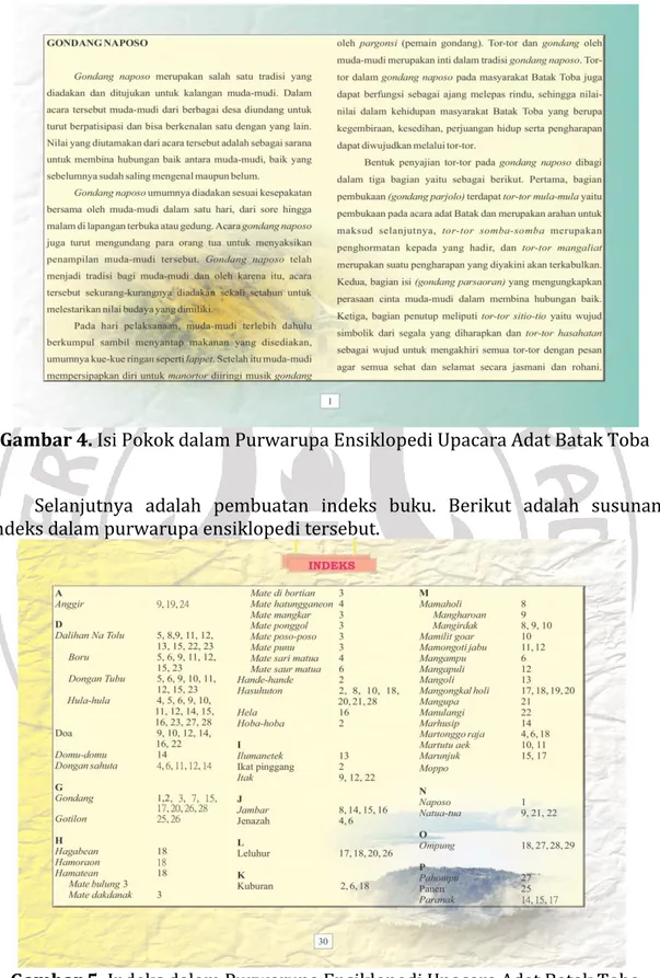 Gambar 4. Isi Pokok dalam Purwarupa Ensiklopedi Upacara Adat Batak Toba 