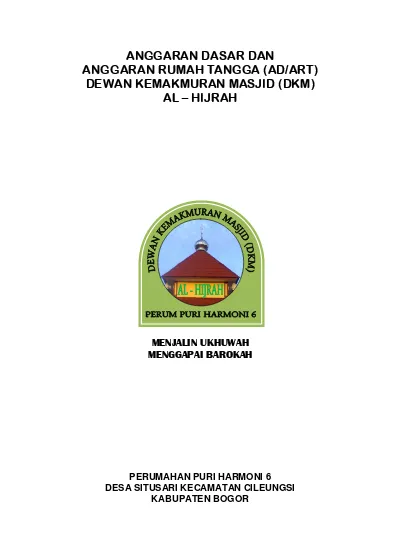 Anggaran Dasar Dan Anggaran Rumah Tangga Adart Dewan Kemakmuran Masjid Dkm Al Hijrah 7219