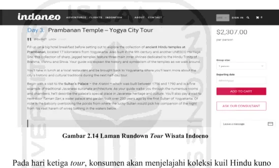 Gambar 2.14 Laman Rundown Tour Wisata Indoeno