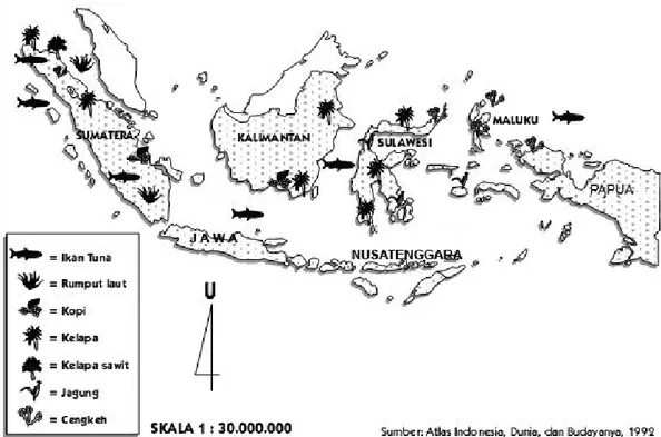 Gambar Peta Daerah Penghasil Komoditas Pertanian dan Perkebunan di Indonesia 