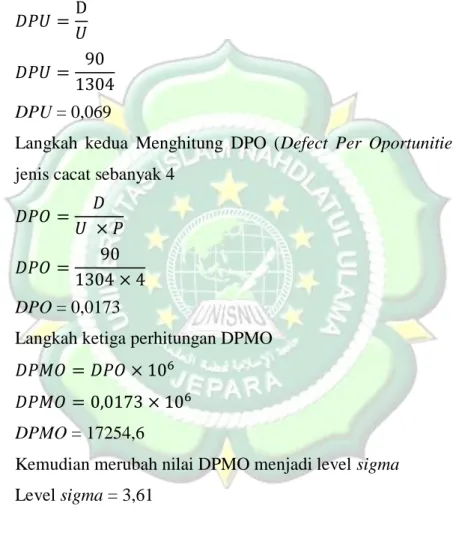 Tabel 4.5 Data Perhitungan DPMO dan Level Sigma  Sampel Ke-  DPU  DPO  DPMO  Level Sigma 