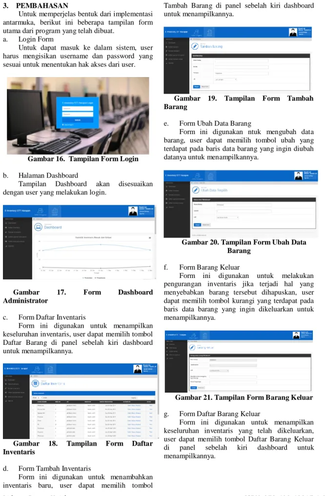 Gambar 16.  Tampilan Form Login  b.  Halaman Dashboard 