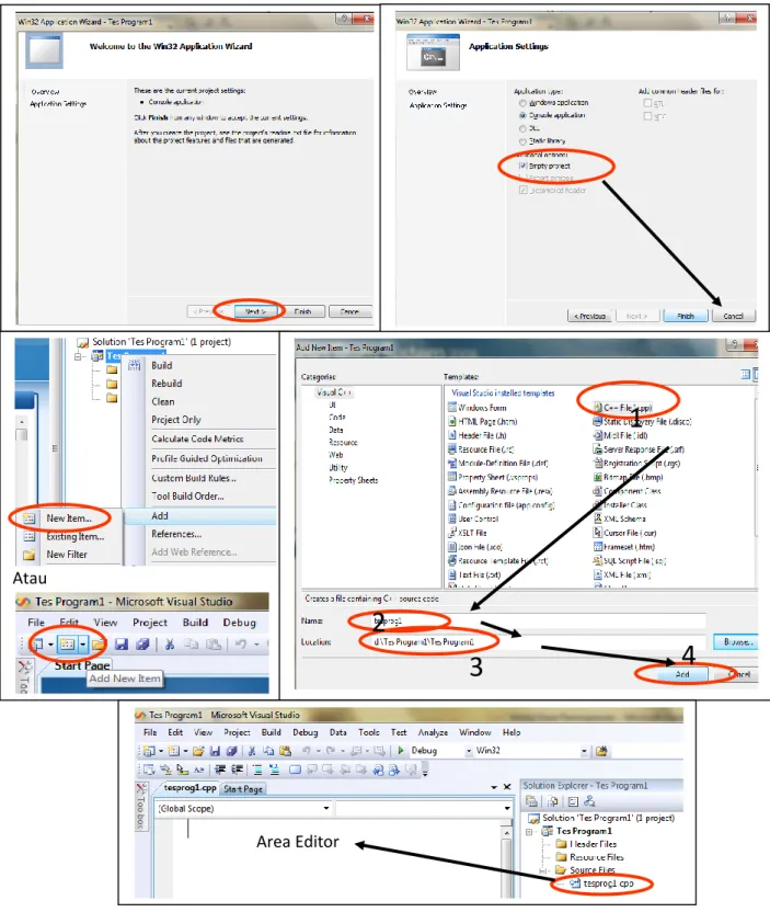 Gambar 1.5.  Menampilkan Area Editor C++ 