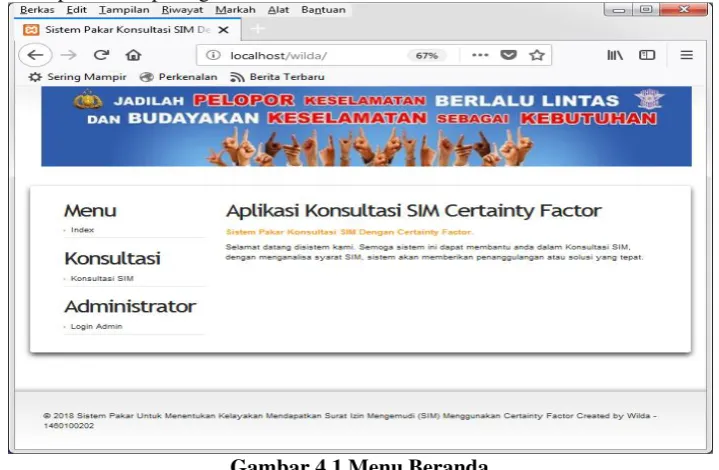 Gambar 4.1 Menu Beranda 