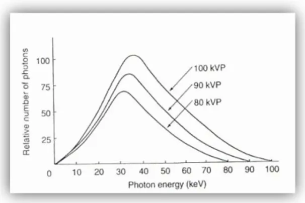 Gambar 3. Grafik spektrum energi foton berdasarkan nilai kVp 1