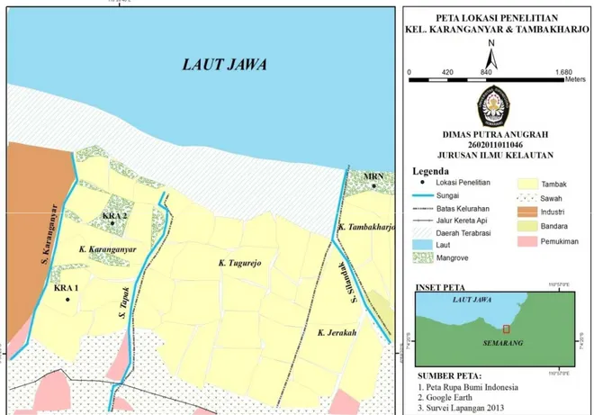 Gambar 1. Peta Lokasi Penelitian di Kelurahan Karanganyar dan Tambakharjo,  Kota Semarang