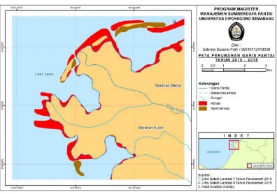 Gambar 3. Peta perubahan spasial delta tahun 2010 – 2015 