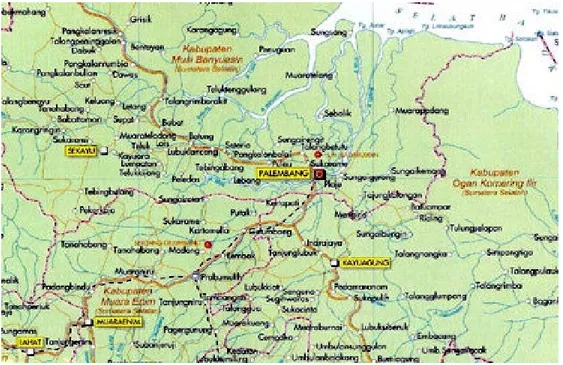 Gambar 3.1 Peta wilayah Palembang dan sekitarnya 